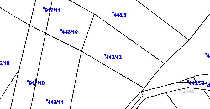 Parcela st. 443/42 v KÚ Vítová, Katastrální mapa