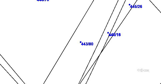 Parcela st. 443/80 v KÚ Vítová, Katastrální mapa