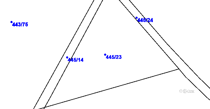 Parcela st. 445/23 v KÚ Vítová, Katastrální mapa