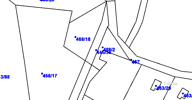 Parcela st. 445/36 v KÚ Vítová, Katastrální mapa