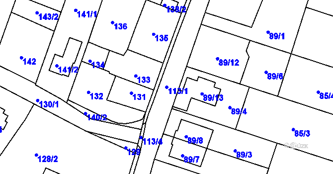 Parcela st. 113/1 v KÚ Vítová, Katastrální mapa