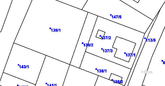 Parcela st. 139/2 v KÚ Vítová, Katastrální mapa