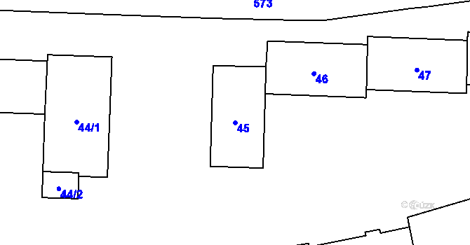 Parcela st. 45 v KÚ Fulnek, Katastrální mapa