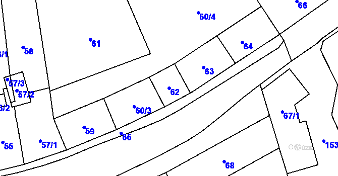 Parcela st. 62 v KÚ Fulnek, Katastrální mapa