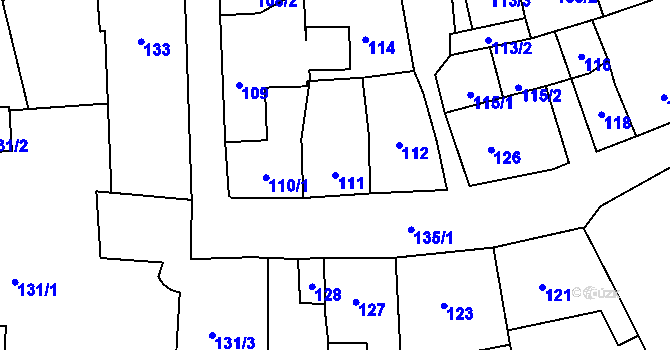 Parcela st. 111 v KÚ Fulnek, Katastrální mapa