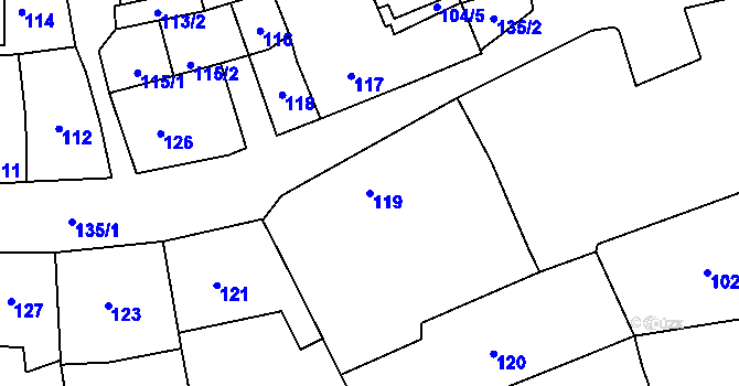 Parcela st. 119 v KÚ Fulnek, Katastrální mapa