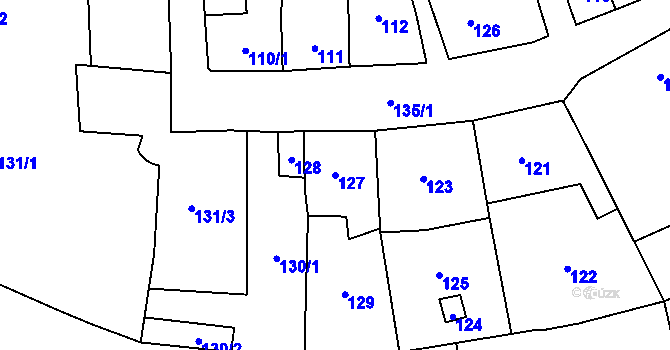 Parcela st. 127 v KÚ Fulnek, Katastrální mapa
