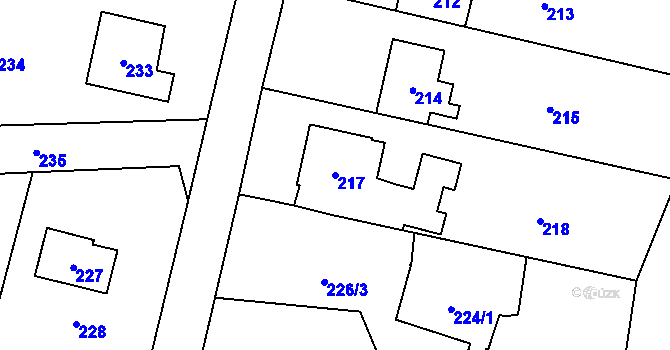 Parcela st. 217 v KÚ Fulnek, Katastrální mapa