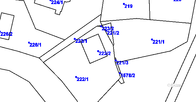 Parcela st. 222/2 v KÚ Fulnek, Katastrální mapa