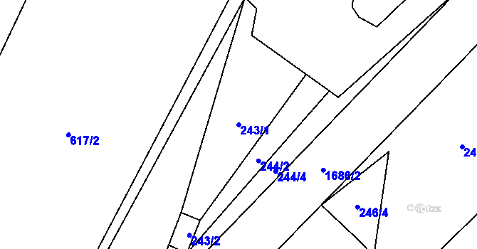 Parcela st. 243/1 v KÚ Fulnek, Katastrální mapa