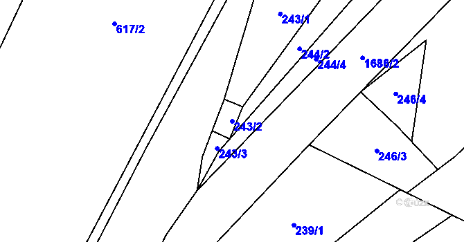 Parcela st. 243/2 v KÚ Fulnek, Katastrální mapa