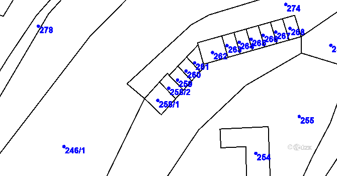 Parcela st. 258/2 v KÚ Fulnek, Katastrální mapa