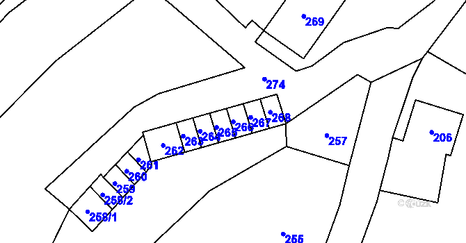 Parcela st. 266 v KÚ Fulnek, Katastrální mapa