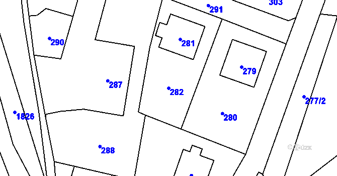Parcela st. 282 v KÚ Fulnek, Katastrální mapa