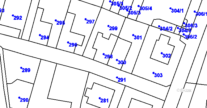 Parcela st. 298 v KÚ Fulnek, Katastrální mapa