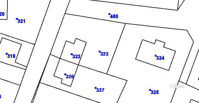 Parcela st. 323 v KÚ Fulnek, Katastrální mapa