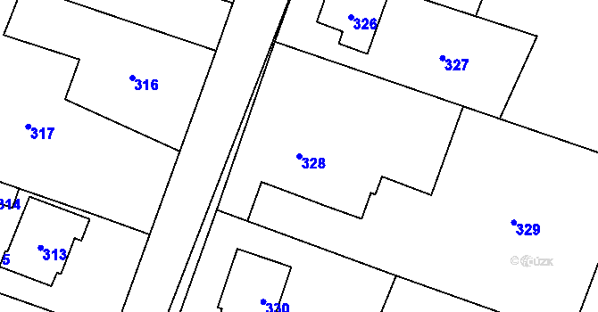 Parcela st. 328 v KÚ Fulnek, Katastrální mapa