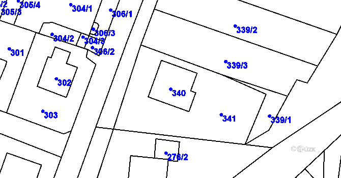 Parcela st. 340 v KÚ Fulnek, Katastrální mapa