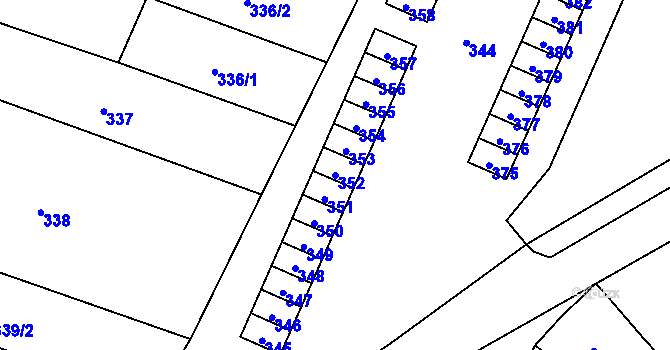 Parcela st. 352 v KÚ Fulnek, Katastrální mapa