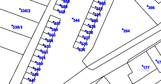 Parcela st. 376 v KÚ Fulnek, Katastrální mapa