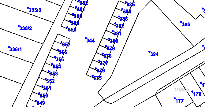 Parcela st. 378 v KÚ Fulnek, Katastrální mapa
