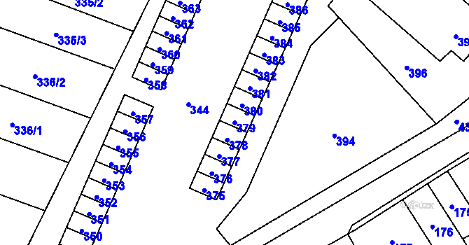 Parcela st. 379 v KÚ Fulnek, Katastrální mapa