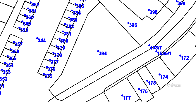 Parcela st. 394 v KÚ Fulnek, Katastrální mapa