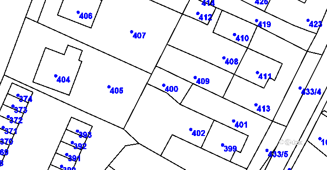 Parcela st. 400 v KÚ Fulnek, Katastrální mapa