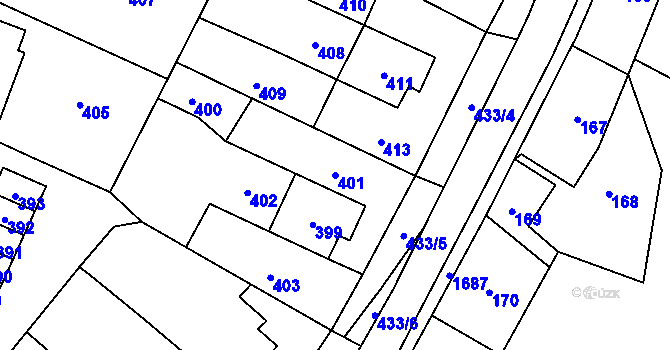 Parcela st. 401 v KÚ Fulnek, Katastrální mapa