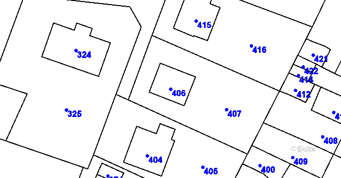 Parcela st. 406 v KÚ Fulnek, Katastrální mapa