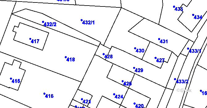 Parcela st. 428 v KÚ Fulnek, Katastrální mapa