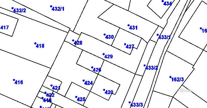Parcela st. 429 v KÚ Fulnek, Katastrální mapa