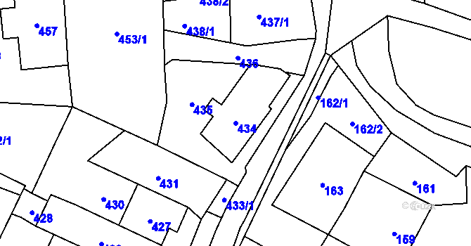 Parcela st. 434 v KÚ Fulnek, Katastrální mapa