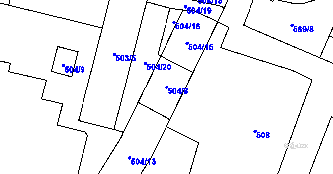 Parcela st. 504/8 v KÚ Fulnek, Katastrální mapa