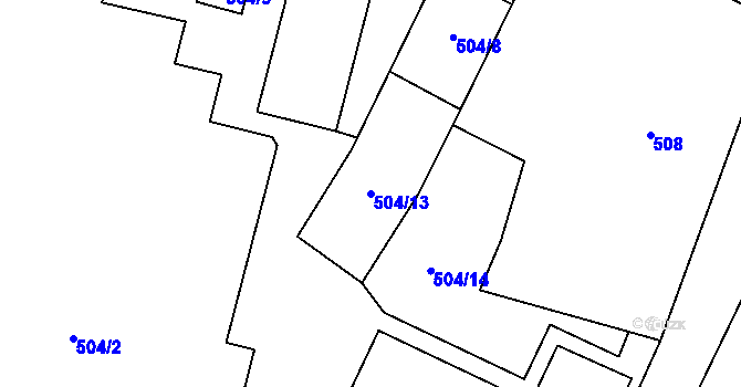 Parcela st. 504/13 v KÚ Fulnek, Katastrální mapa