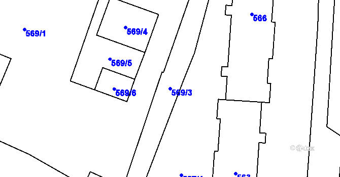 Parcela st. 569/3 v KÚ Fulnek, Katastrální mapa