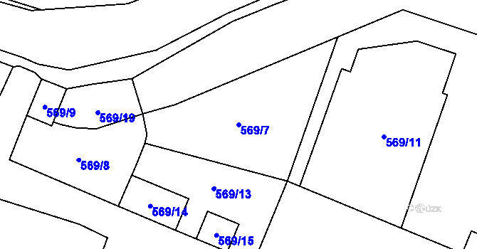 Parcela st. 569/7 v KÚ Fulnek, Katastrální mapa
