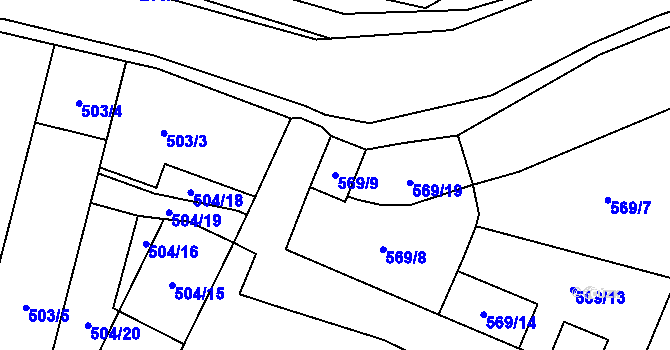Parcela st. 569/9 v KÚ Fulnek, Katastrální mapa