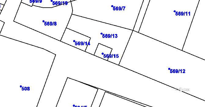 Parcela st. 569/15 v KÚ Fulnek, Katastrální mapa