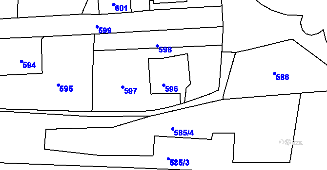 Parcela st. 596 v KÚ Fulnek, Katastrální mapa
