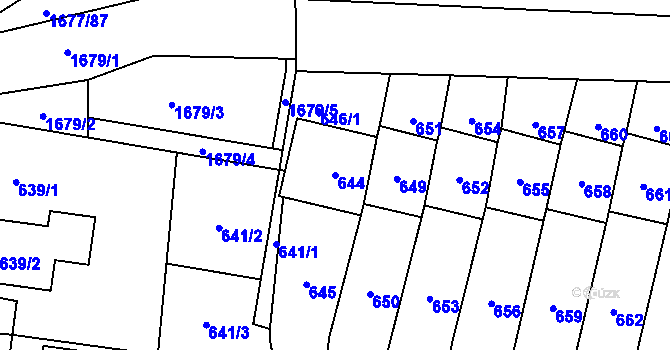 Parcela st. 644 v KÚ Fulnek, Katastrální mapa