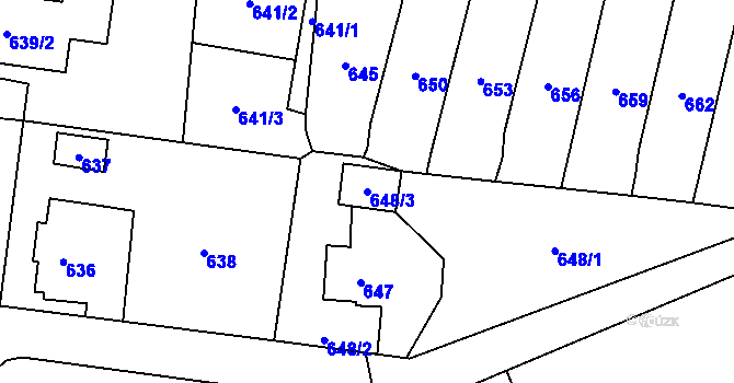 Parcela st. 648/3 v KÚ Fulnek, Katastrální mapa