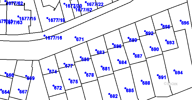 Parcela st. 683 v KÚ Fulnek, Katastrální mapa
