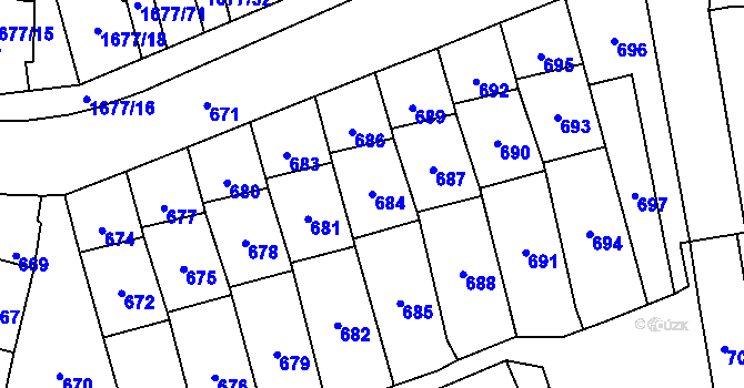 Parcela st. 684 v KÚ Fulnek, Katastrální mapa