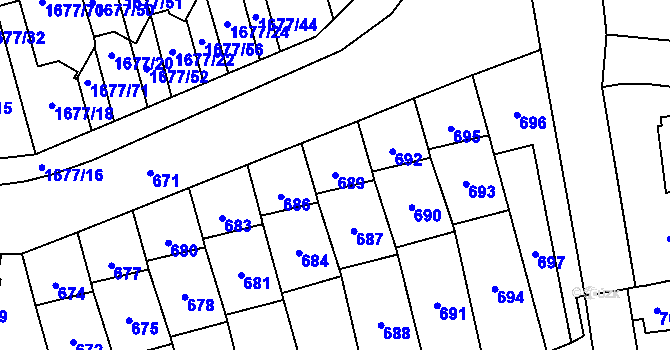 Parcela st. 689 v KÚ Fulnek, Katastrální mapa