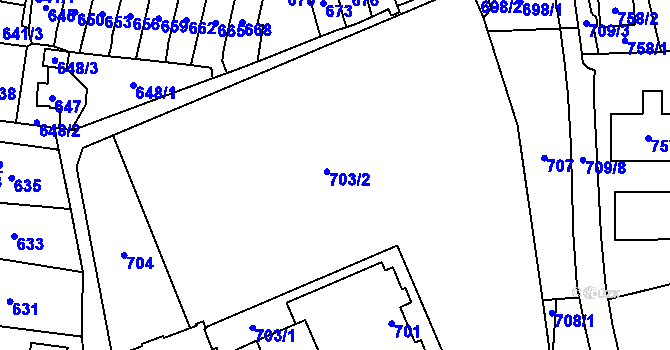 Parcela st. 703 v KÚ Fulnek, Katastrální mapa
