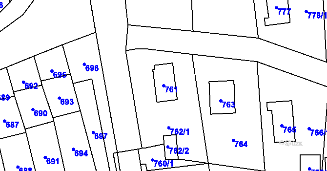Parcela st. 761 v KÚ Fulnek, Katastrální mapa