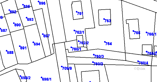 Parcela st. 762/2 v KÚ Fulnek, Katastrální mapa