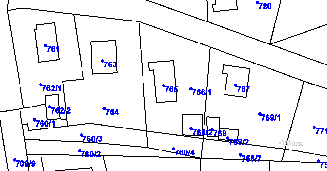 Parcela st. 765 v KÚ Fulnek, Katastrální mapa