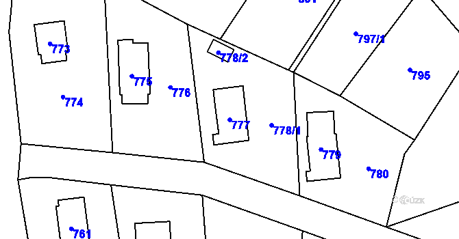 Parcela st. 777 v KÚ Fulnek, Katastrální mapa